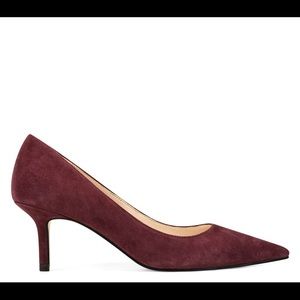 Dark Red Suede Nine West Arlene Pointy Toe Pumps